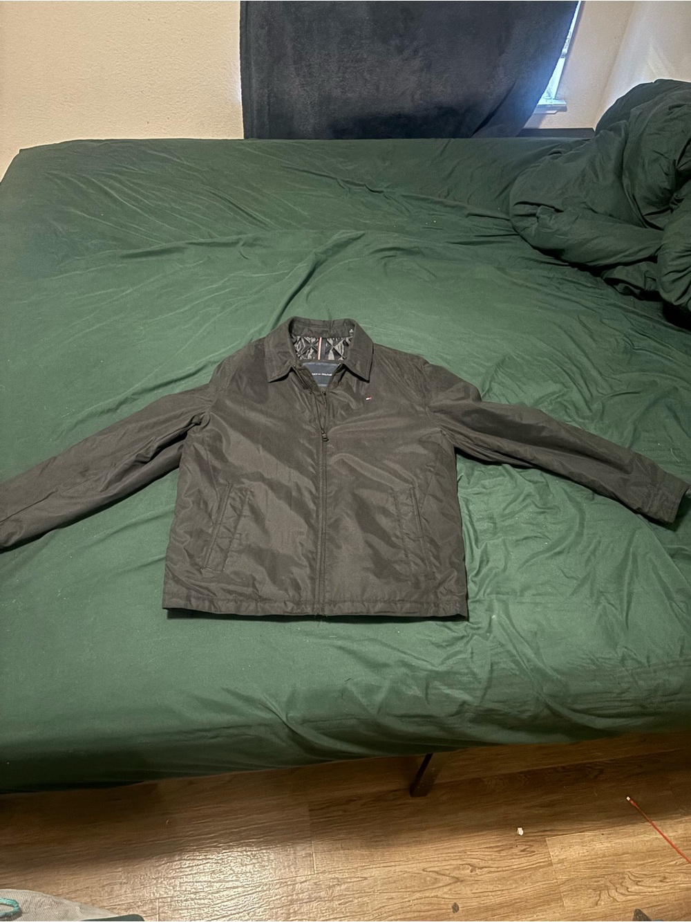 Tommy Hilfiger Men's Dark Black Lightweight Zip Shirt Jacket